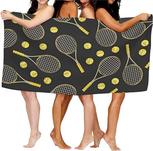 Latwerio Strandtuch Tennis, 3D Handtuch Tennis Badetücher, Absorbierendem Strandtuch Mikrofaser Weich Badetuch für Camping Fitnessstudio Reise Strandhandtuch 70x150 cm A6614