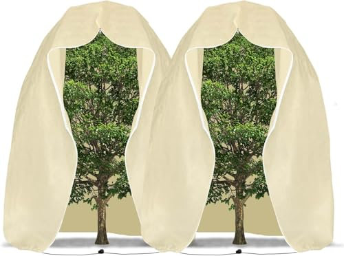 GIONAR 2 Stück Winter Pflanzenabdeckungen - 2x2.4m Groß Pflanzen Winterschutz Frosttuchdecke - Winter Pflanzenschutzsack Frostschutzhaube mit Zugband und Reißverschluss für Pflanzen
