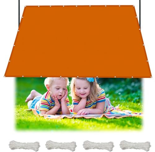 Voile d'ombrage Rectangulaire Imperméable 4 x 7 m Voile D’ombrage Carré, Toile Imperméable, Voile Ombrage Résistant 98% Protection Rayons UV pour Pergola, Fleurs, Pet House, Orange