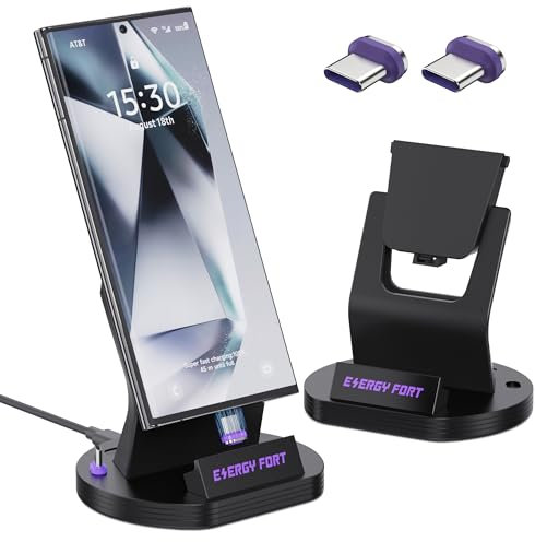 USB C Charger Dock Compatible with Samsung A05,A15,A55,A16,A35,A25,A53, Fast Charging Type C Charger Stand for All USB-C Mobile Phones and More Type C Devices, Black