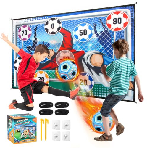Cartlant Fussballtore für Garten Kinder, Indoor Outdoor Softball Fußball Torwand Spielset Weich Flanell Spiele, Fußbälle mit Klettbällen Fussball Spielzeug für Jungen Mädchen Geburtstag Geschenk
