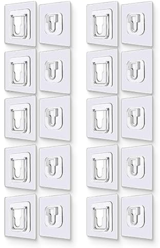 10 Pares Ganchos de Pared Adhesivos de Doble Cara,Gancho Adhesivo Pared,Ganchos Adhesivos de Pared,Ganchos Adhesivos Transparentes,Ganchos Adhesivos De Pared De Doble Cara para Baño,Cocina,Oficina