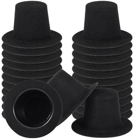 BENECREAT 70Pcs Schwarz Mini Top Hüte, 24mm Mini Formale Hüte Kunststoff Miniatur Hüte für Handwerk DIY Haustier Hut Weihnachten Party Haar Dekoration