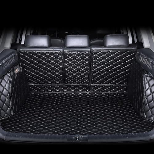 SZFCL Voller Surround Auto Leder Kofferraummatten für Hyundai Tucson 2019-2023 2024 2025, Cargo Teppich Kratzfest rutschfest Kofferraum Schutzmatten Zubehör,Black