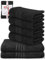 DecoHomeTextil Handtuch-Set 4 Handtücher, 2 Badetücher in Schwarz aus 100% Baumwolle, hochwertig, kuschelweich und saugstark