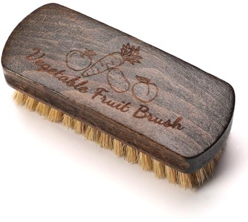 SEPGLITTER Vegetable Brush, Wash Brush for Potato Carrot Cucumber and Fruits, Brown Wooden Handle, 2 Count