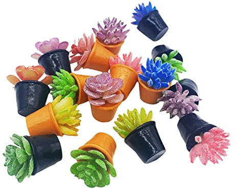 Gatuida 1 Set Succulente in Miniatura Foglie Artigianali Piccolo Impianti Finto Ulivo Foglie Di Eucalipto Piccola Ghirlanda Di Eucalipto Salice Pianta in Miniatura Falso Resina 16 Pezzi