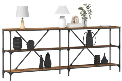 vidaXL Konsolentisch Altholz 200 x 30 x 75 cm Holzwerkstoff | Gealtertes, natürliches Aussehen, das Wärme ausstrahlt, Kombination aus Metall und Holz sorgt für Langlebigkeit,