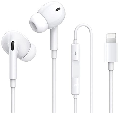 iPhone Kopfhörer mit Kabel [MFi-Zertifiziert] In-Ear Kopfhörer/HiFi Stereo Ohrhörer mit Lightning Anschluss Mikrofon und Lautstärkeregler für iPhone 14/11/12/13/13 Pro/X/XS/XR/8/7 Unterstützt alle iOS