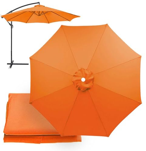 XEISYO Replacement Umbrella Covers 2/2.3/2.5/2.7/3/3.5M, 6/8 Ribs, UV Protection Garden Replacement Parasol Canopy, for Patio Yard Beach (Orange,8ribs-2.7m/8.9ft)