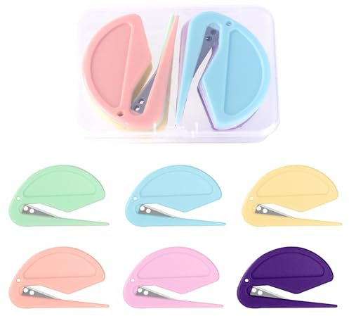 Lyreh 6stk Brieföffner aus Kunststoff, Macarons Paket Briefumschlag Öffner Postöffner mit Verdeckter Klinge Umschlag Öffner für Zuhause Büro Und Post (6 Farben)
