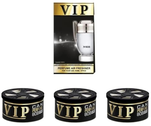 AutoFullCar CARIBI VIP Premium Lufterfrischer in Dose mit gespritztem Silikoninnenraum, inspiriert von hochwertigen Parfums, langanhaltender Duft bis zu 60 Tage, für Auto und Zuhause (Packung mit 3
