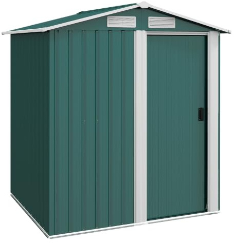 Outsunny Cobertizo de jardín de Acero galvanizado de 1,7m² con 4 entradas de Aire, cobertizo para Herramientas con tejado Inclinado, Puerta corredera, 152x132x188 cm, Verde