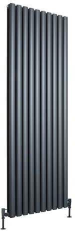 Milano Aruba Ayre Anthracite Vertical Double Oval Panel Aluminium Radiator - 1800mm x 600mm