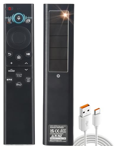 OROSAUR BN59-01385A Replacement for Samsung TV Remote(2018-2025), Solar Charging, No Battery Needed, Compatible with Neo, QLED, Crystal UHD, Frame, Terrace, Sero, Serif and Monitor with Voice Control