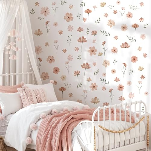 SHUCHING 108 Stück Wandtattoo Blumen Boho | Wandaufkleber Wildblumen DIY, Selbstklebend Wandsticker für Wohnzimmer Schlafzimmer
