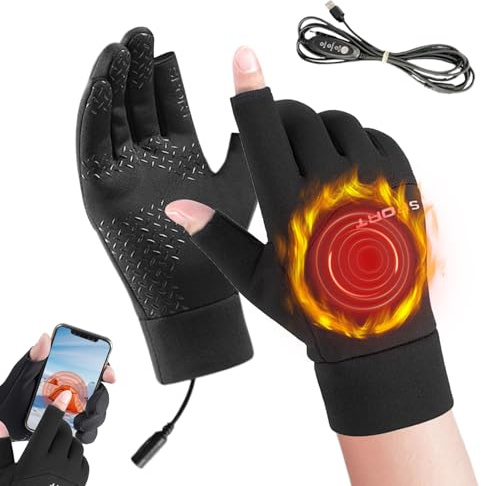 Renchey Herren Heizhandschuhe - Elektrische Skihandschuhe,USB Heizhandschuhe Für Ski Snowboard Radfahren Outdoor Arbeit Autofahren Wandern Sport