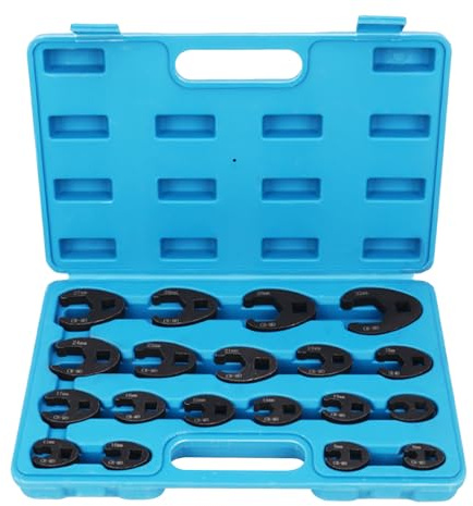 BAKENLON Set di 19 chiavi a brugola, chiave dinamometrica, chiave a forchetta, 1/2 3/8, azionamento a quadrilaterale esterno | 8-32 mm, acciaio metrico CR-MO