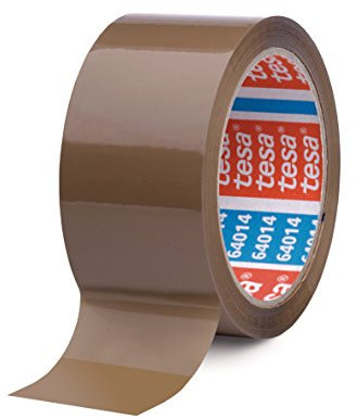 tesapack 64014 - Geräuscharmes Paketklebeband zum Verpacken von Paketen und Versandschachteln - braun - 66 m x 50 mm