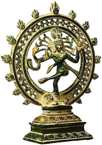 Exotic India Antique Nataraj Brass Statue Hindu Lord Dancing Shiva Sculpture - Brass Statue