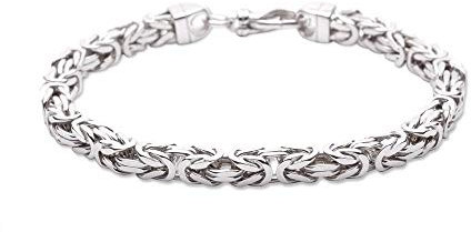 FeinWert Armband Königsketten Design rhodiniert 925 Sterling Silber vierkant Kette (Rhodiniertes Silber/Breite 5.0 mm, 22.00)