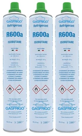 GASFRIGO® - NR. 3 BOMBOLA GAS R600A R600 420 GR x FREEZER FRIGO CONGELATORE