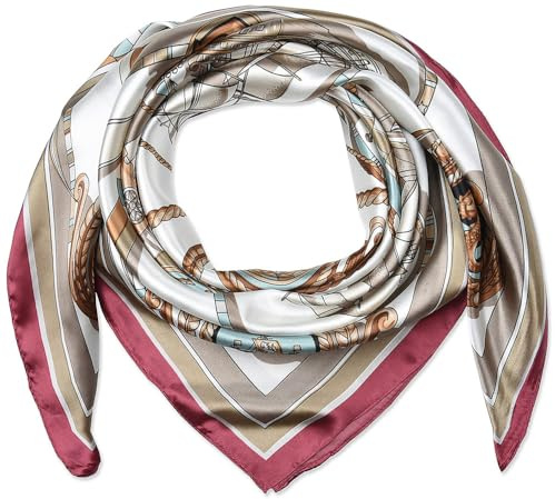 corciova 35 Ladies Satin Square Silk Like Hair Scarves and Wraps Headscarf for Sleeping Khaki Brick Red Sailing Boat