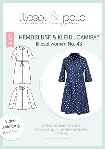lillesol & pelle Schnittmuster lillesol Women No.43 Hemdbluse & Kleid Camisa. in Größe 34-58 zum Nähen mit Foto-Anleitung und Video
