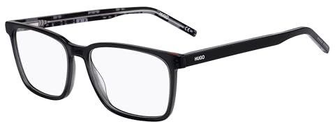 HUGO Rechteckig Azetat Brillen in Grey Pattern Black für Herren, Brille mit Sehstärke, optional mit Sonnenbrillen tönung oder Blaulichtfilter (Modell Hg 1074)