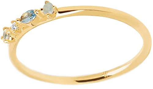 P D PAOLA 925 Sterling Zilveren Goudkleurige Atelier Midnight Ring AN01-193-12 (Maat: 16.5)