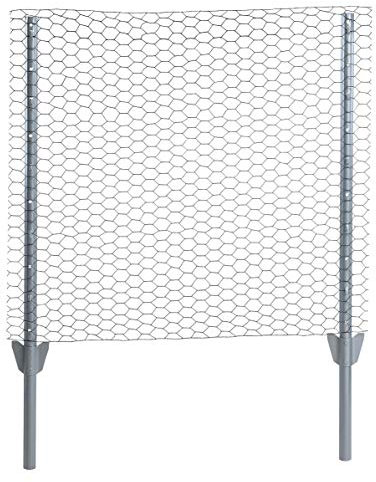 ESTEXO Zaun-Set Komplett-Set Sechseckgeflecht Zaun Draht Hasendraht Drahtzaun Drahtgeflecht 6eck Gartenzaun Drahtgitter mit Pfosten (Verzinkt / 25 mm / 0,50 x 25 m)