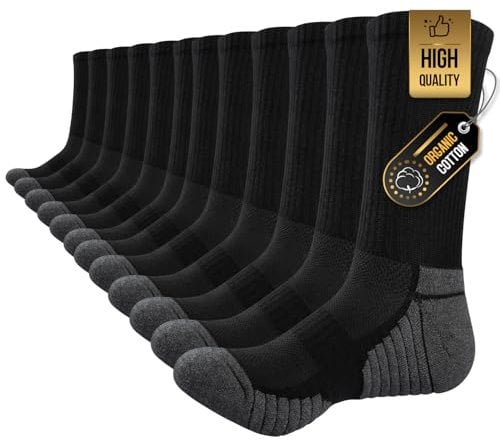 TANSTC Calcetines Altos Hombres Mujeres 39-42 Calcetines Antiampollas De Algodón para Deporte Ciclismo Futbol Running Invierno Verano Senderismo Trekking Skate, Multipack 6 Pares, M