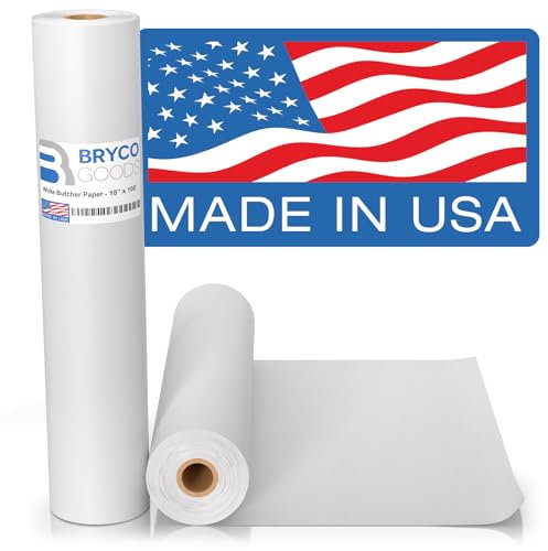 White Kraft Butcher Roll - 18 Inch x 100 Foot White Paper Roll for Wrapping and Smoking Meat, BBQ for The Perfect Brisket Crust - Durable, Uncoated and Unwaxed Food Grade Sublimation Paper