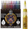 Acrylic Glitter Paint Marker Pens, Ultra Fine Point 0.7mm - Sparkle Paint Pens for Rock Painting, Stone, Ceramic Glass, Wood, Card Stock, Canvas, DIY Crafts - Set of 12