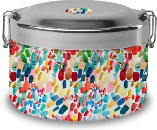 QWETCH - Bento Nomade Isotherme - Arty - Boite Alimentaire à Compartiments Inox - 4h Chaud et 6h Froid - Sans BPA - Bento Isotherme pour bureau, voyage, camping, pique-nique - 850ml