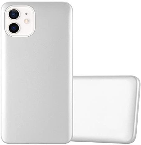 cadorabo Case compatible with Apple iPhone 12 MINI in METALLIC SILVER - Shockproof and Scratch Resistant TPU Silicone Cover - Ultra Slim Protective Gel Shell Bumper Back Skin