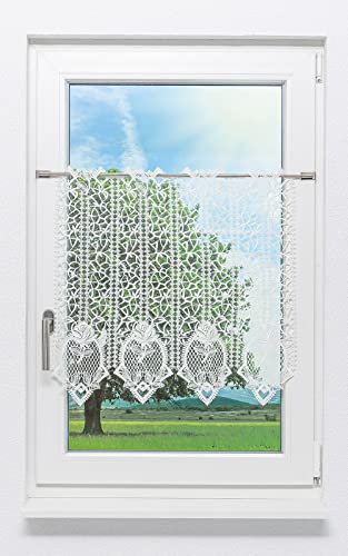 Plauener Spitze Scheibengardine Rosengarten (Bx H) 64,8cm * 60cm naturweiß/Weiß