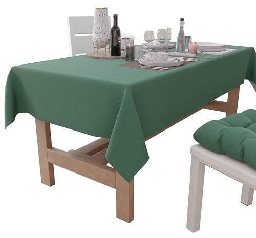 PETTI Artigiani Italiani - Tovaglia, Tovaglia da Tavola, Tovaglia Cucina in Cotone Disegno Tinta Unita Verde X6 Posti (140x180 cm) 100% Made in Italy