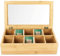 Schramm® Teebox aus Bambus Tee Box Deckel 36x20x9cm mit 10 Fächern Teekiste mit Sichtfenster Teebeutelbox Teekasten Tee Box