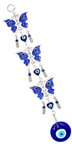 BESPORTBLE Böse Auge Anhänger Schmetterling Türkischer Glücksbringer Türkische Auge Nazar Boncuk Glücksbringer Traumfänger Zubehör für Schlafzimmer Auto Fensterdeko Kronleuchter Wandbehang Blau