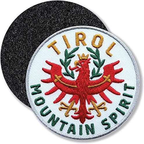 Tirol Adler Österreich/Klett-Patch gestickt rund/Klett Patch Patches Aufnäher Applikation zum aufnähen aufkleben auf Kleidung Rucksack Taschen Flagge weiss