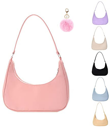 Umhängetasche Damen Handtasche, handtasche vintage, 90s Women's Shoulder Bag, Tasche Kleine Segeltuchtasche y2k Fashion Handtaschen für Frauen Rosa