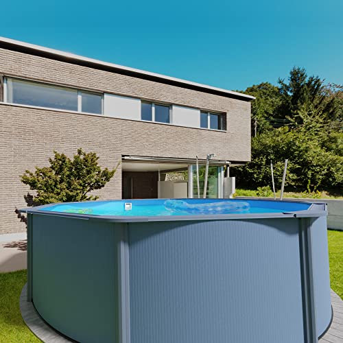 Stahlwandpool Set (5-teilig) hoch rund Classic 450 x 120 cm, Stahl 0,45mm anthrazit Folie 0,3mm blau