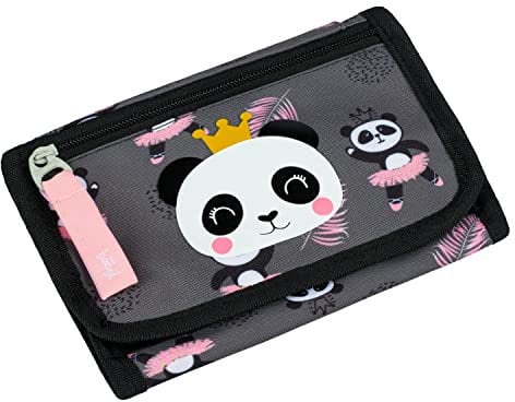 Baagl Brustbeutel Kinder - Geldbörse für Mädchen - Geldbeutel, Mini Portemonnaie, Kleingeld Münzbörse (Panda)