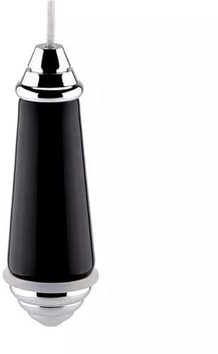 Ceramic Light Cord Pull | Puller Chrome Finish Black Porcelain | Traditional Victorian Style Blind Bathroom Weight