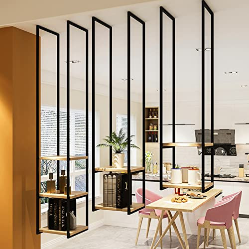Deckenregal Hängend Küche Bar Deckenhänger Schwebende Dekorationsregale aus Holz,hängeregal mit Metalleisenrahmen, Aufbewahrungsregal, Bücherregal,Pfannenregal für Wohnzimmer, Blumenständer/Weinhalter