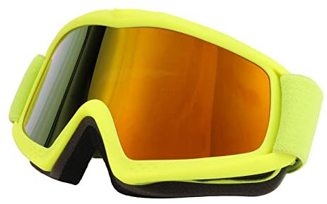 RTLR Ski Goggles, Kids Ski Goggles HD Coated Lenses Shockproof Adjustable Anti-fog UV Protection Skiing for Girls (Yellow)