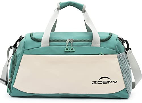 ZIOSINM Reisetasche Groß mit Schuhfach und Nassfach, Wasserdichter Sporttasche Trainingstasche Wochenendtasche Schwimmtasche fur Damen Herren (grün)