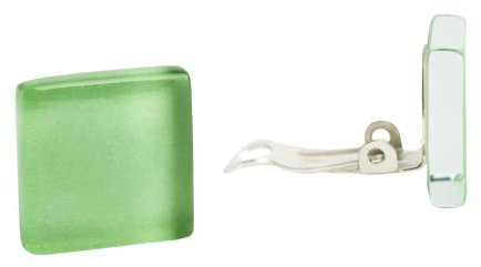 ALEXASCHA® Quadratische Clip Ohrringe mit bunten Steinen â€¢ Minimalistische Ohrclips Damen â€¢ Geometrischer Glasschmuck farbenfroh â€¢ 15mm x 15mm x 3mm (Lindgrün)