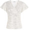 Damen Kurzarm Tunika Slim Fitted Pailletten Bluse T-Shirt V-Ausschnitt Casual Oberteile Silber Weiss XXL